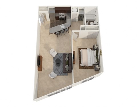 Floor plan for 1 bed, 1 bath, 800 sqft